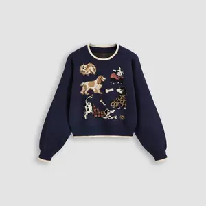 Cider Round Neck Puppy Contrasting Binding Knitted Top