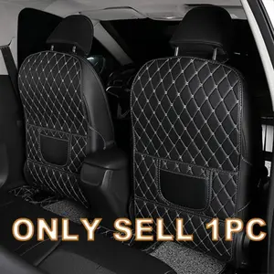 Smooth Leather-Look Car Seat Back Protector, Luxury Fashion Scratch-Resistant Kick-Proof Cover, Easy-To-Clean Waterproof Rear Pad, Essential Car Interior Accessory