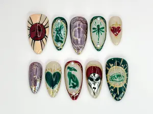 Mystic Gothic Press On Nails | Handmade Tarot-Inspired Nail | Handcrafted Nails with Celestial Designs | Unique Mystical Nail