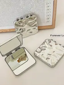 1pc Portable Double-Sided Mirror With Electroplating Y2K-Style Cosmetic Mirror