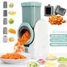 ZQOZQO Stainless Steel Electric Vegetable Cutting Slicer Kitchen Gadget Utensils - 6-Blade Dicer, 8-Rotary Cheese Grater, Double Safety Lock, Washable Parts, Multi-Blade Set for Moms, Quick Meal Prep