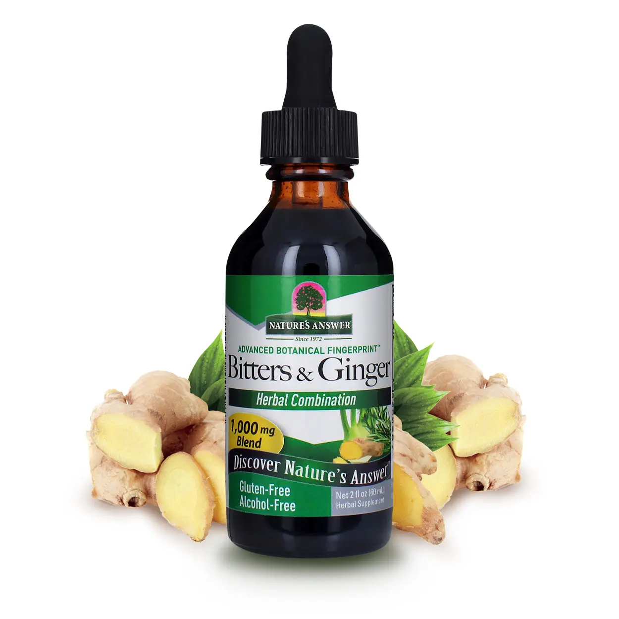 Nature's Answer Alcohol-Free Bitters & Ginger 2oz Supports Digestion & Stomach Function Herbal Blend for Enhanced Digestive Health - Fitness