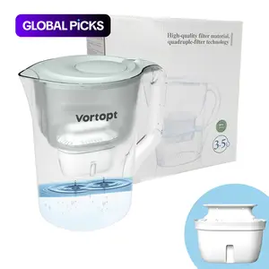 Advanced Water Filter Jug with 1 Core, Fast Flow, Electronic Timer, Removes Chlorine Calcium Heavy Metals Microplastics, 3.5 Liters #GLOBAL PICKS