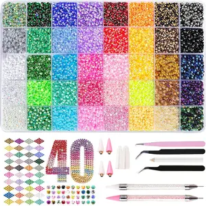32000Pcs 28&40 Color Bedazzling Kit Jelly Rhinestones for Bedazzling Crafting, 3mm Resin Flatback Gems for Diamond Art, Bedazzler Kit  for for Crafts Clothes Book Shoes DIY Nail Art