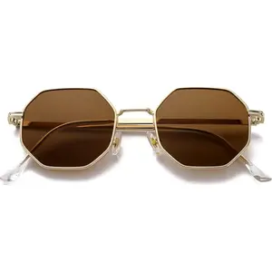 Square Sunglasses for Women Men Retro Octagon Metal Sun Glasses Vintage Polygon Shades