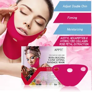 5-Pack Cooling Skin Firming Facial Lifting Mask Bandages, Tightening Chin Lift, Elastic Reusable Face Lifting Tool, Overnight Use Elastic Lifting Mask