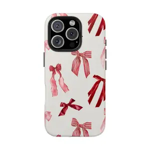 Burgundy Chic Bow Design Phone Case  Customizable Dual-Layer Protection for iPhone & Samsung
