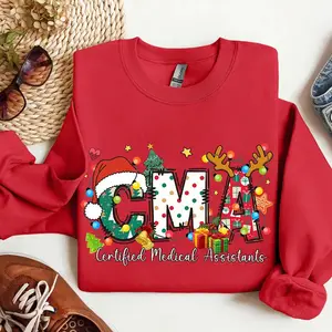 CMA Christmas Sweatshirt, Certified Medical Assistant Holiday Sweater, Funny Nurse Crewneck, Cozy Christmas Gift for Healthcare Workers