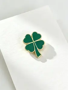 Four-Leaf Clover Enamel Pin, Lucky Irish Shamrock Lapel Pin, Saint Patrick's Day Decoration, Lucky Symbol, Backpack Jacket Hat Accessory, Versatile Usage
