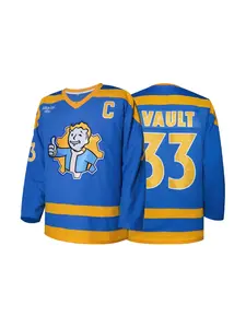 Men's Blue Embroidered Hockey Jacket, Casual Loose-Fitting Sportswear, Athlete Jackets, Ideal for Training and Competition, Fall & Winter Fashion