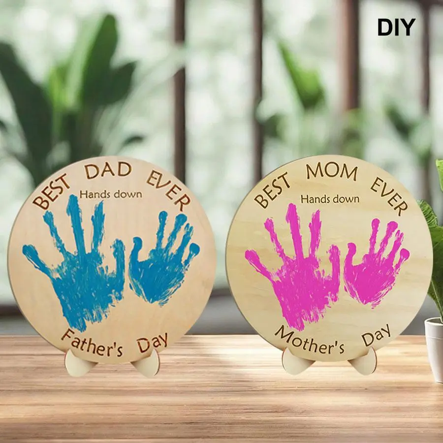 DIY Handprint Signature Birth Announcement Sign, 2 Counts/set Wooden Party Decor, Decorative Desk Holiday Accessories, Plaque for Home Decor