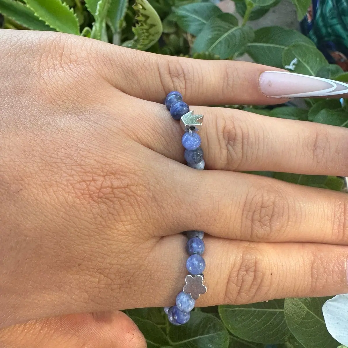 Sodalite Bead Ring with Charm - Handmade Jewelry for Men and Women