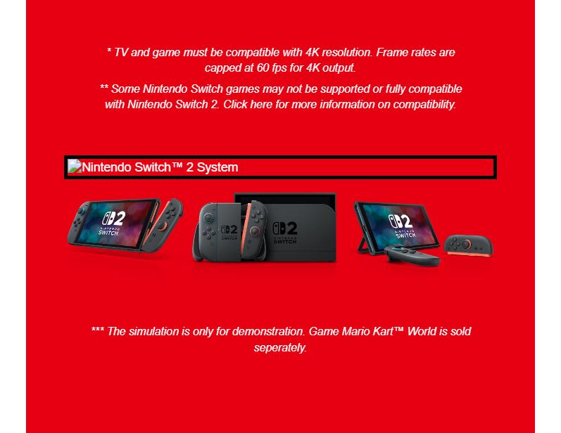 Nintendo Switch™ 2 System Wireless Portable Console Game Console Stick