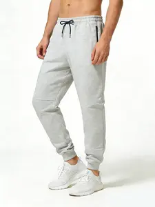 Men's Casual Jogging Pants with Elastic Waistband, Drawstring, Ankle-Folded Hem, and Zippered Pockets - Knit Crew Sweatpants, Gym Leggings, Suitable for Workouts, Running, Sports, and Daily Wear (All Seasons)