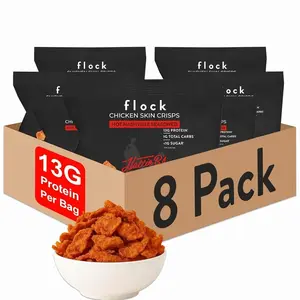 Flock Keto Chicken Skin Chips – 4 Flavors Variety Pack, Low Carb, High Protein, Gluten-Free Chicken Crisps, Keto Snack, Low Carb Chips, Protein Crackers, Diet Snacks, 8-Pack (1oz)