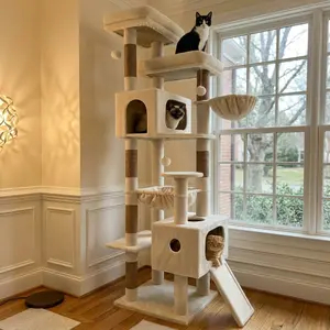 Globlazer 80 Inch Cat Tree for Large Cats, Stable Multi-Level Cat Tree with 2 Condos & Sisal Scratching Posts for 2-3 Cats, Thickened Base Space Saving Cat Tree Tower, F80G