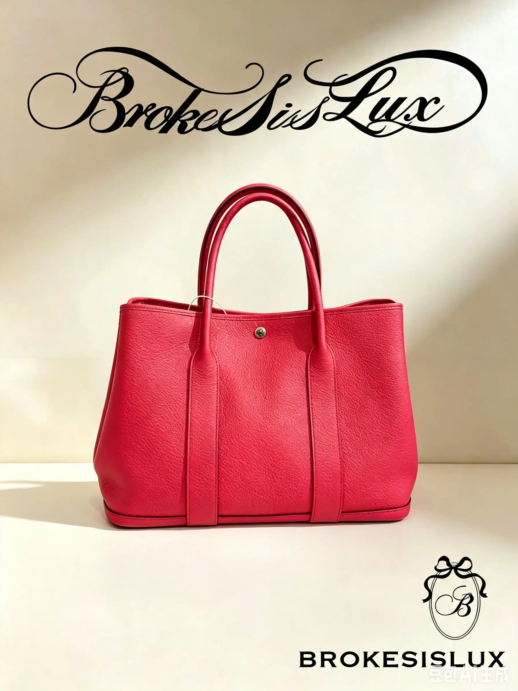 Pre-owned HERMÈS Rouge Pebbled Leather Garden Party Large Everyday Tote Handbag