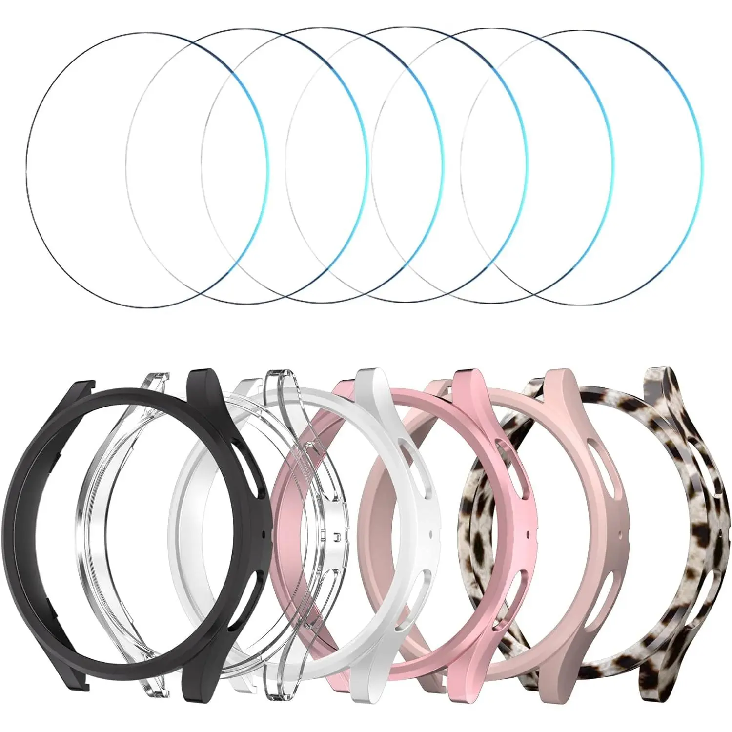 [6+6 Pack] Samsung Galaxy Watch 5/4 40mm Wearable Accessories Bundle for Galaxy Watches: Bubble-Free Tempered Glass Screen Protector, Waterproof Matte Hard PC Bumper Cover