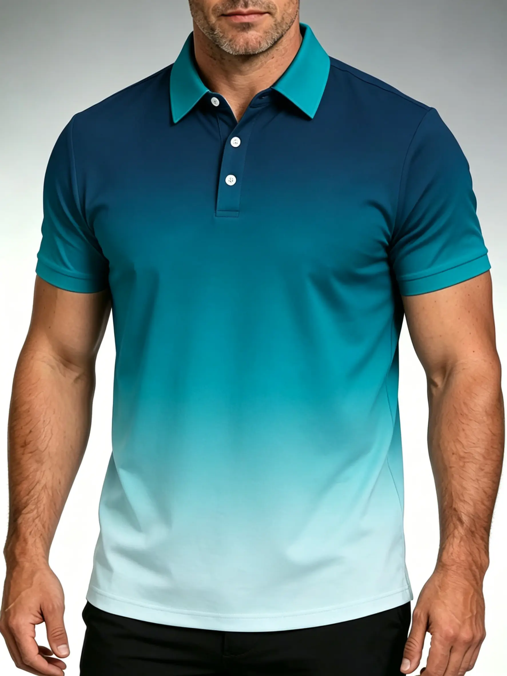 s polo shirt  men's polo shirt collar design, gradient blue, green multi color selection, simple and fresh casual style, breathable and comfortable fabric suitable for daily commuting fathersdaygift