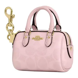 COACH Rowan 9 Leather Bag with Classic Print in Pink for Women
