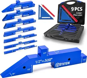 Blocks Woodworking with 0.001'' Accuracy – 8 PCS Aluminum Table Bars, Gauge Block Set for Table & Table Saw Accessories, Depth Gauge (Blue)
