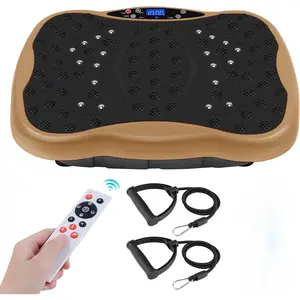 Plate Exercise Machine, Health & Fitness Full Body Platform, Portable Plate Platform for Weight Loss Home Fitness, Lymphatic Drainage, w/Resistance Bands+Remote training vibration building circulation blood Whole Massage gym gear