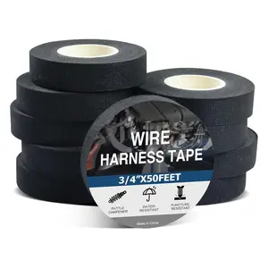 Wire Harness Tape,High Temp Self-Adhesive Felt Cloth Electric Tape for Engine Bay Wire Loom, Noise Reduction & Protection, 3/4 inch x 50 FT, 10 Rolls