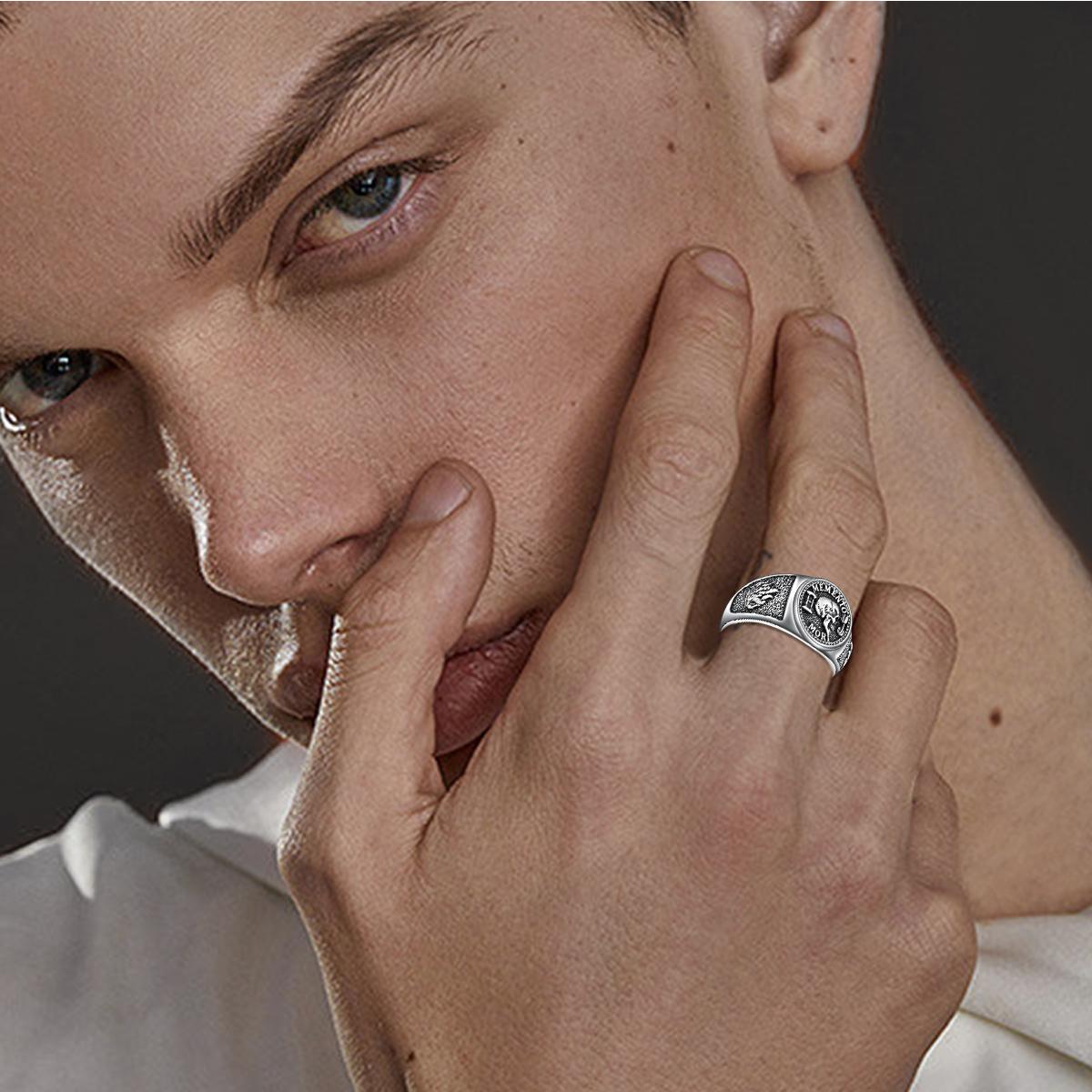 MEIDERBO Jewelry Memento Mori Signet Rings 925 Sterling Silver Gothic Skull Ring Stoic Momento Mori Jewelry Gifts for Men Women MEIDERBO Jewelry Memento Mori Signet Rings 925 Sterling Silver Gothic Skull Ring Stoic Momento Mori Jewelry Gifts for Men Women