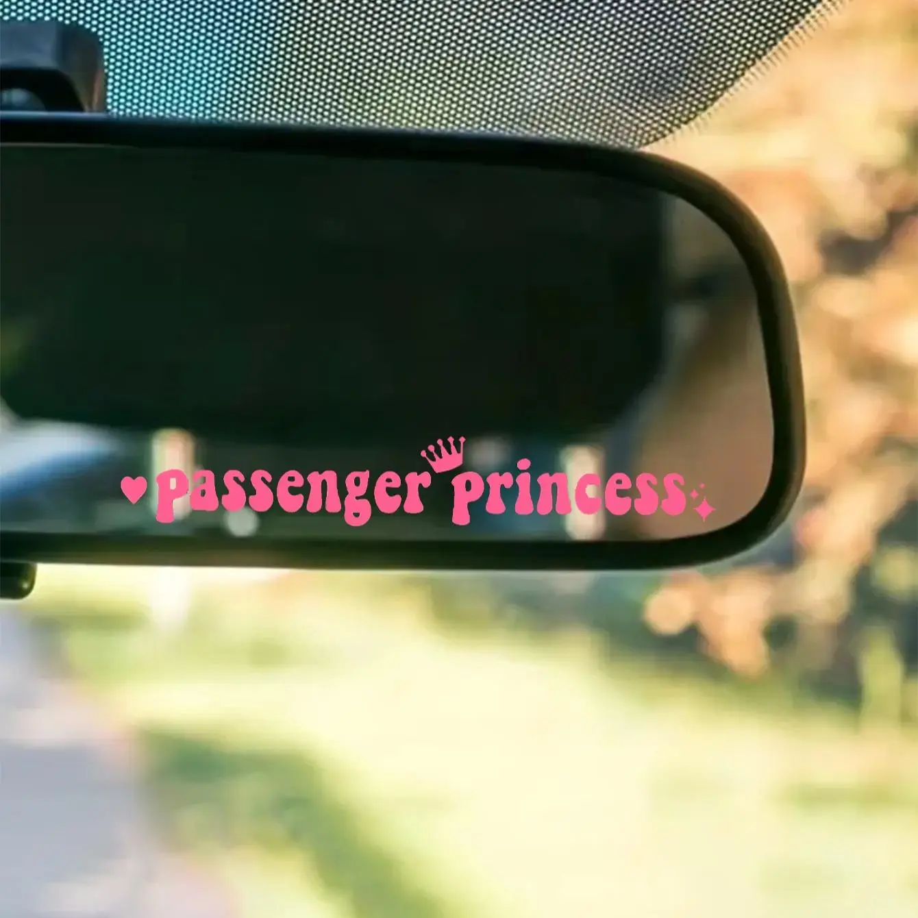 Self-adhesive Car Rearview Mirror Sticker, Creative Passage & Princess Letter Pattern Car Decorative Sticker