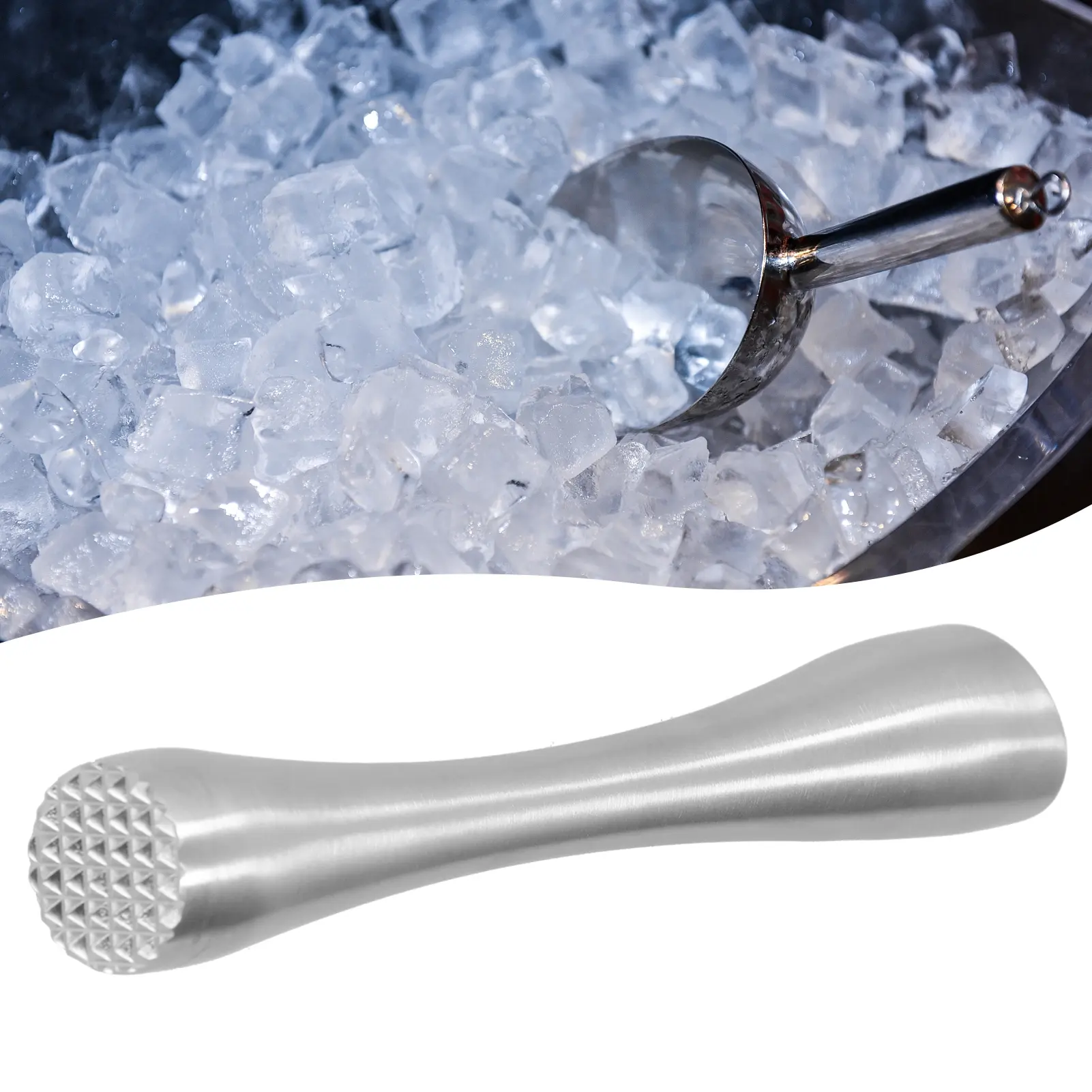 Sturdy Stainless Steel Cocktail Muddler - Home Bar Accessories, Fruit Mixer, Ice Crushing Tool for DIY Drinks, Kitchen Utensil