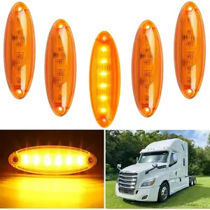 5PCS Super Bright Amber LED Cab Marker Top Roof Running Clearance Light Assemblies Compatible with Freightliner Cascadia 2008-2021 Heavy Trucks A06-51912-002