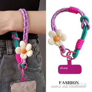 Mobile phone lanyard, ladies’ chic and fresh outdoor accessory, easy to carry, wrist strap, new design, perfect for travel, hiking, shopping, and taking photos to prevent loss, Cell Phone Charm