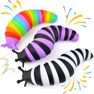 Fidget Slug Toy 3Pcs Autism Sensory Toys for Autistic Children Airplane Car Travel Essential Toys Gifts for Kids Toddlers Girls Boys Slug Fidget Toys for Kid Adult Easter Basket Stuffers