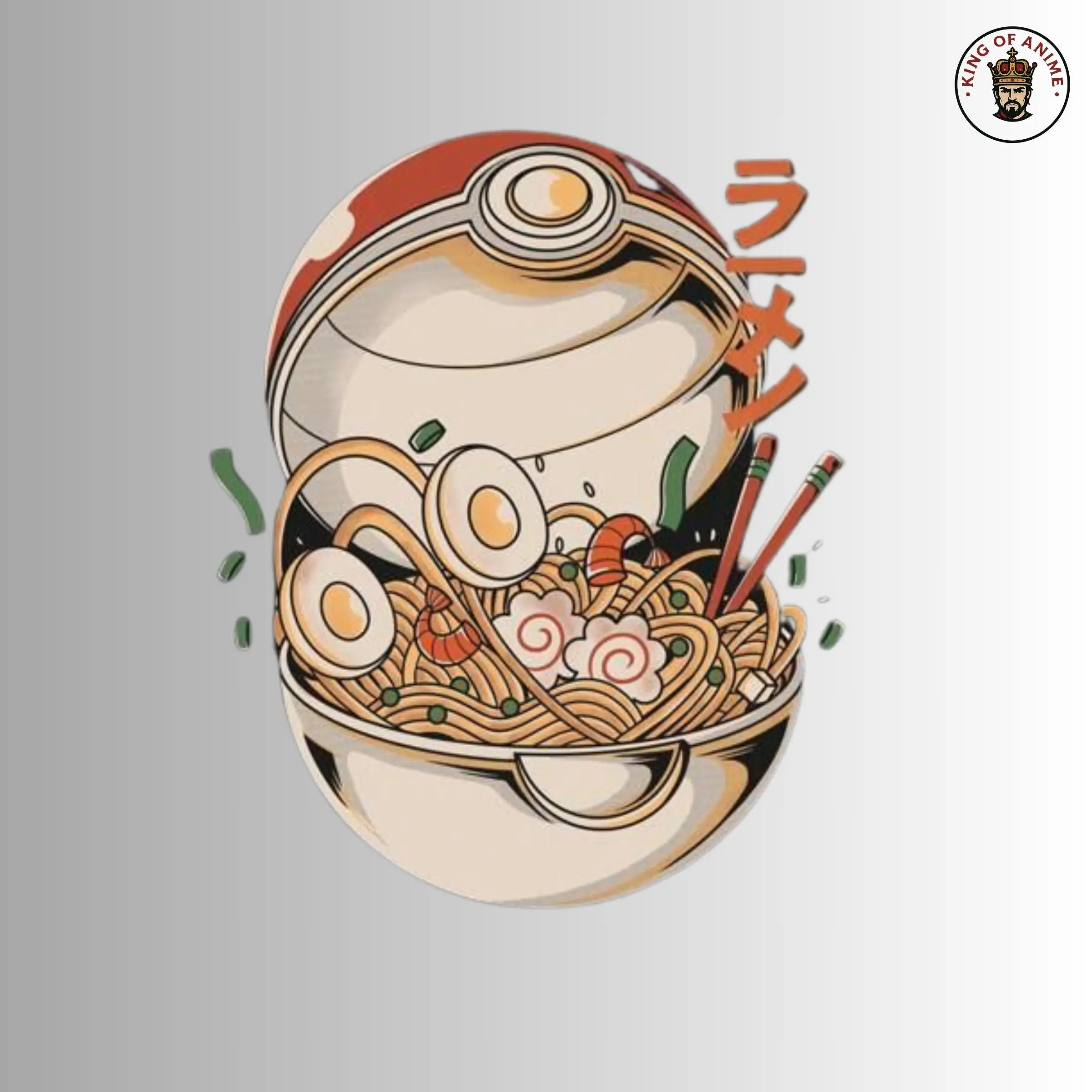 Red Capsule Ramen Bowl Sticker, Japanese Noodle Art Inside Iconic Spherical Lid, Vinyl Foodie Fantasy Sticker for Laptop, Notebook, Water Bottle