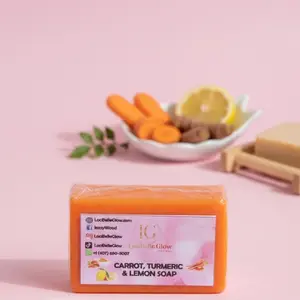 Super Strong Brightening Face and Body Soap with Carrot, Turmeric and Lemon for Glowing Pure Skin