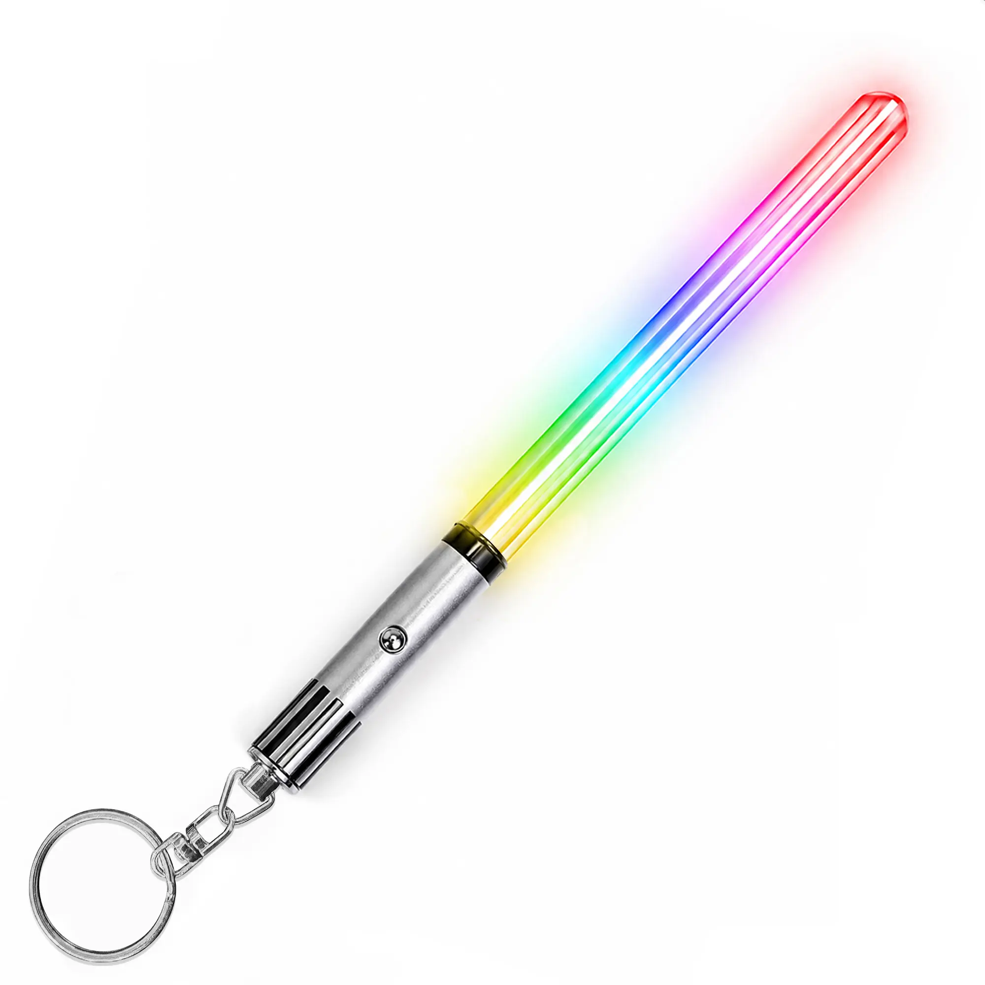 Mini Lightsaber Keychain Light Up LED Glowing Saber with 8 Color Modes