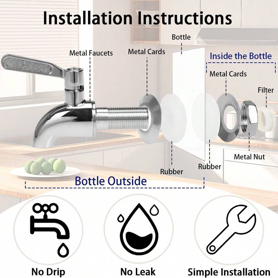 2 Packs 1 Gallon Glass With Stand And 304 Stainless Steel Faucet Party Drink Dispenser