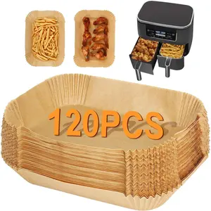 Air Fryer Liners for  Dual Air Fryer, Set of 120, Rectangle Disposable Air Fryer Liners Compatible with  DZ201/DZ401/DZ550/SL401, Instant Vortex and Other DualZone Airfryer