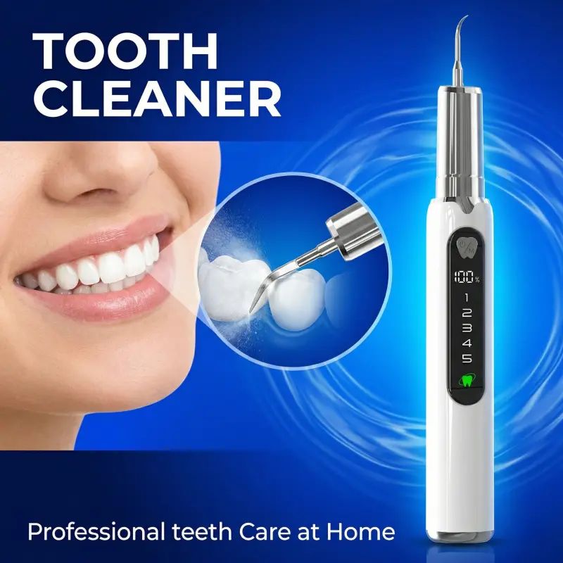 Electric Scaler/Oral Plaque/Tartar Remover with Effective Remove Plaque Tartar and Stains Preventing Cavities Bad Breath and Gum Disease for At-Home Teeth Cleaning Cost-Effective Oral Care Solution - Cleansing Whitening outdoorfun LED Light teeth cleaner