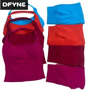 DFYNE Snatched Halter Gym Set 2 Piece| Matte Seamless Open Back Bra & 3-Zone Ruched Booty Lifting Running Shorts Outfit