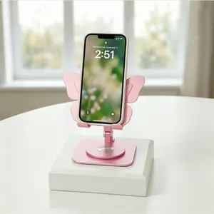 2026 New 360 Degree Rotatable Butterfly Phone Holder, Premium Aluminum Alloy Foldable Adjustable Stand, Cute Portable Desktop Support Bracket, Fashion Girl Style Universal Phone Tablet Stand for Video Watching Gaming Working Daily Use