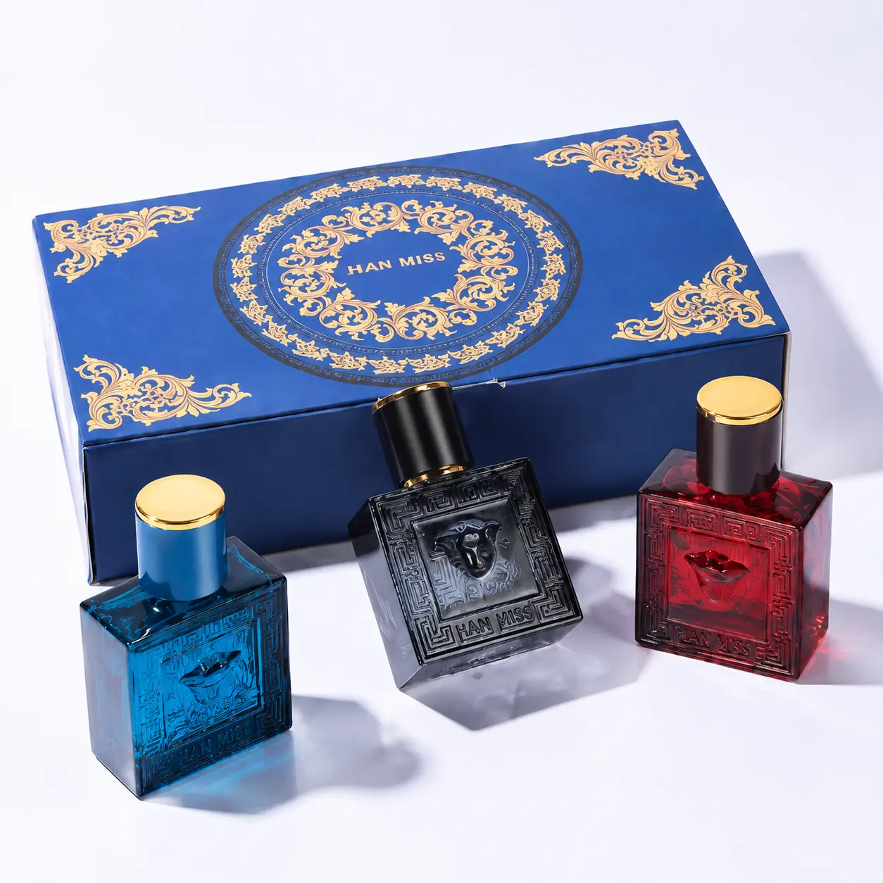 Jean Miss Eros Men's Perfume Gift Set 3 x 30ml, Long Lasting Eau de Toilette Spray Collection, Fresh Fougere Woody Spicy Vanilla & Floral Cologne for Men, Luxury Arabian Fragrance Set, Summer Scent, Travel Size Perfume Gift for Boyfriend Husband Dad
