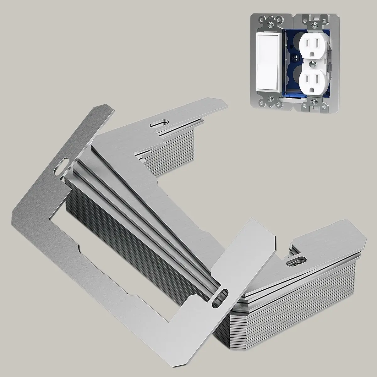 Wall Plate Spacers, Flush Fit Device Level Plate for Wall Outlets Repair and Loose Fix, Wall Plate Leveler Spacer Shims to Support Switches, Receptacles from Being Pushed Back