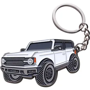 for Bronco  4 door key chain Fob Cover Cool Mods Key Chain  Accessories compatible with Ford Bronco 2021 2022 2023(White)