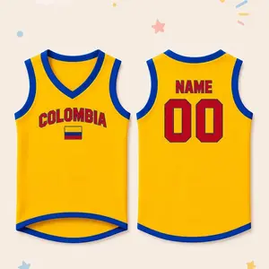 Custom Colombia Pet Soccer Jersey, Team Dog Shirt, Game Day Outfit for Dogs, Football Cat Clothes