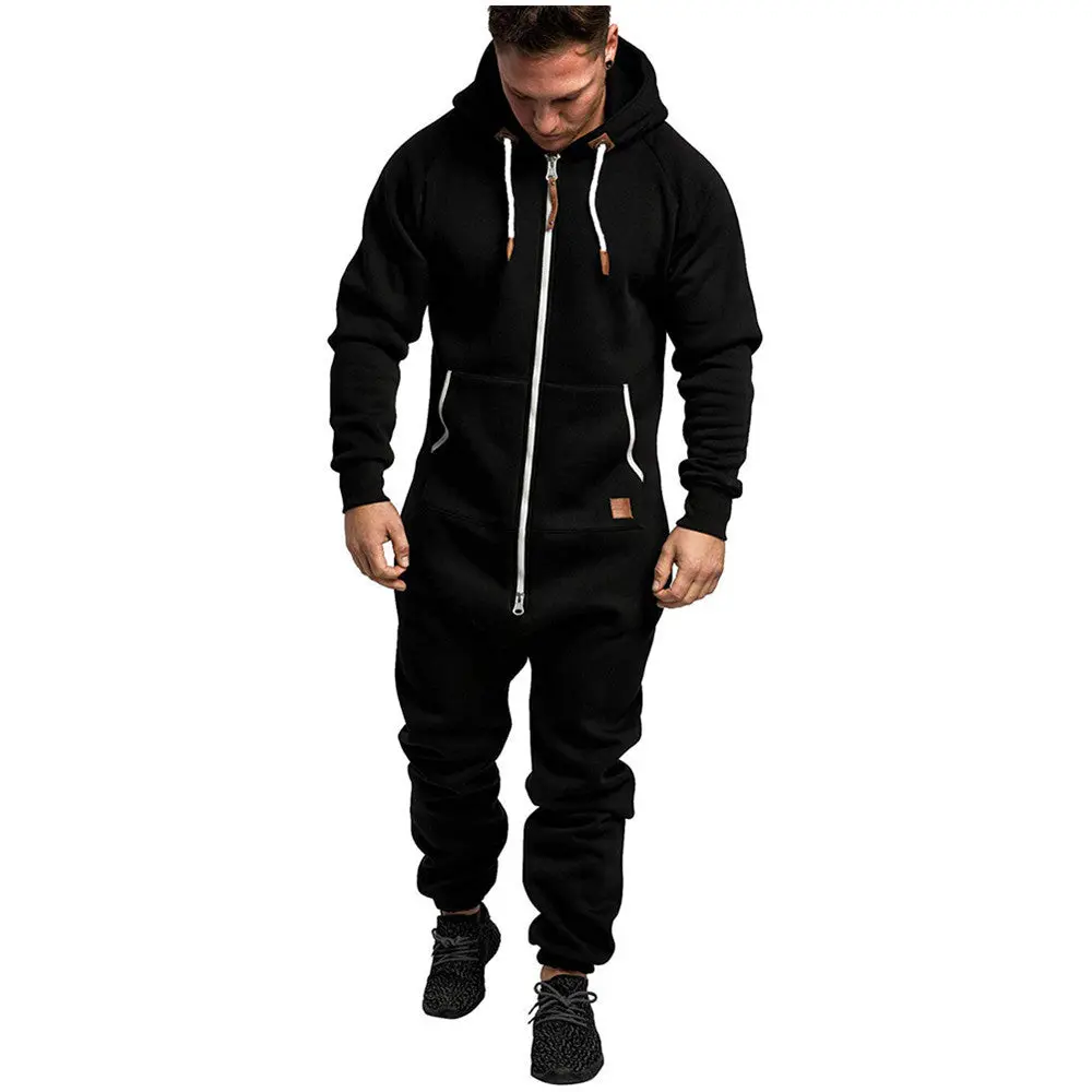 Men's hooded fleece jumpsuit