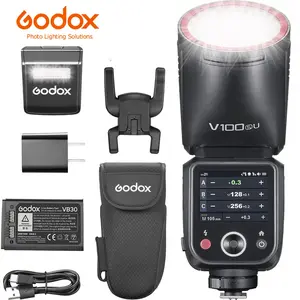 Godox V100S V100 S V100-S USA Version Round Head Camera Flash for Sony Camera Flash Speedlite Speedlight,100Ws 2.4G TTL1/8000 HSS,400 Full Power Flashes,7.2V/2980mAh Li-ion Battery,1.7s Recycle Time