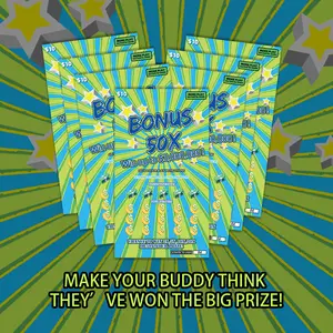 Fake Scratch-Off Lottery Kit—Perfect for parties, gatherings, birthdays, and graduation celebrations. Includes 7 prize tickets, 1 scratch card, and 14 stickers. Each ticket features a $200,000 prize. The party gift that'll make everyone scream!