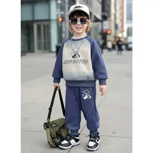 Spring/Summer and Autumn/Winter Trendy Gradient Hoodie and Sweatpants Set for Kids - Stylish Sporty Children's Clothing, Perfect for Outdoor