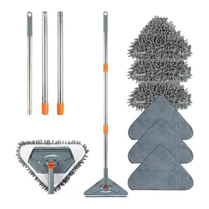 360° Spin Long Handle Wall Mop 8-Piece Set  【Mid Year Sale · Deals For You】, No Bending  Telescopic Cleaner with 6 Replacement Microfiber  Pads & Rubber Squeegee, Multi-Surface Scrubber  Wall Floor Ceiling Bathroom · DFYD Restock